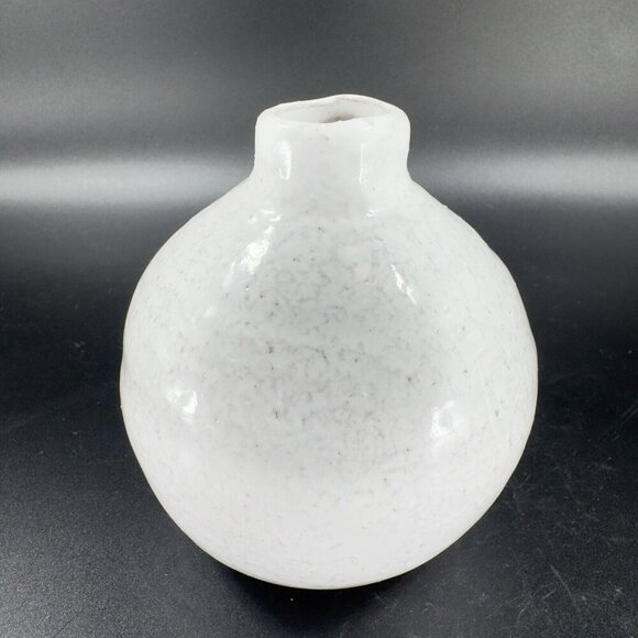 Vintage Hand Made RedWare Pottery Bud Vase Vessel White Glaze Folk Art Decor - Picture 11 of 11